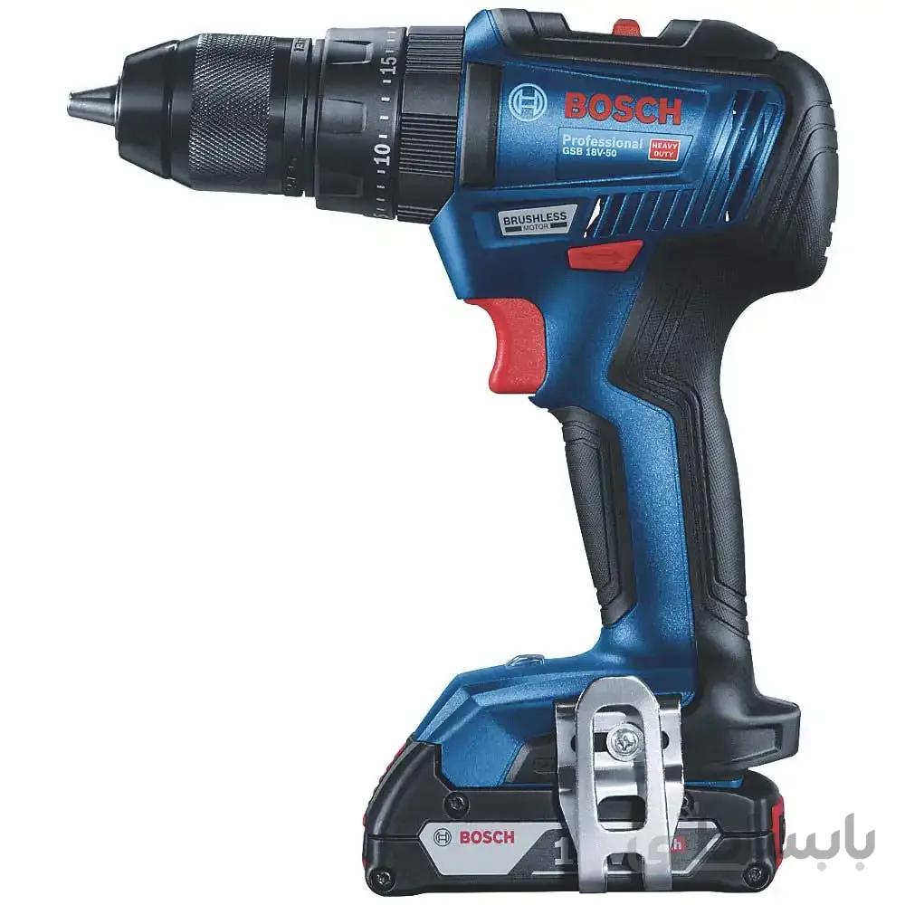 دریل شارژی چکشی بوش براشلس لیتیوم 18 ولت مدل GSB 18V-50 کد 45675