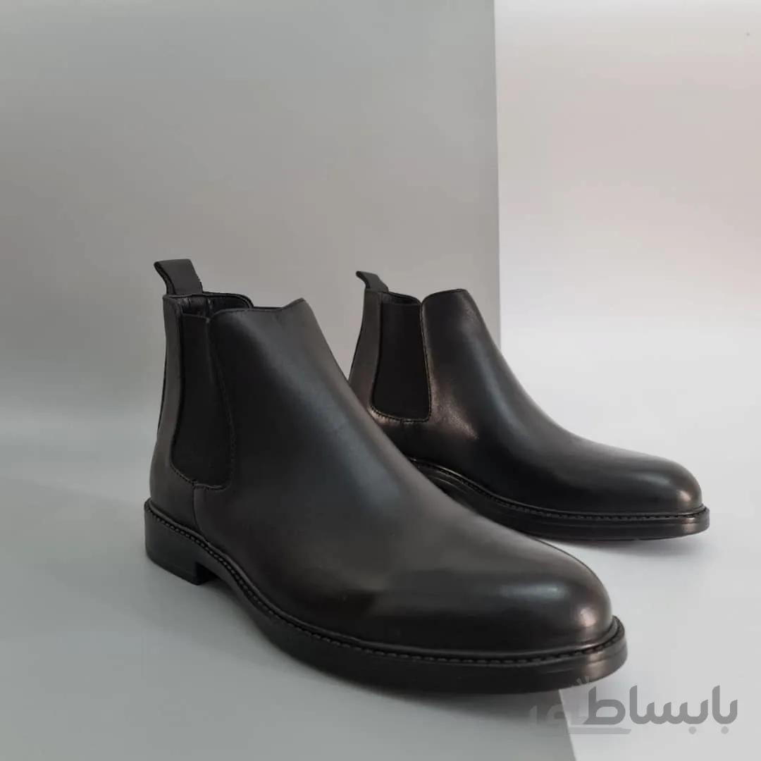 نیم بوت ساده بغل کش چرم kb113