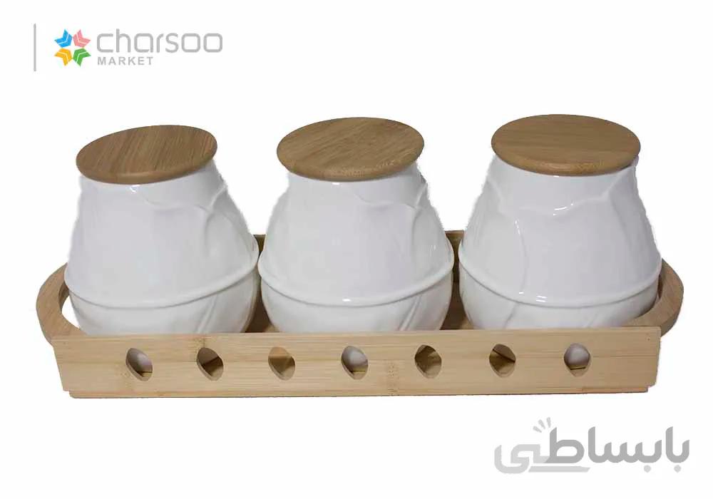 پا سماوری طرح گل رز چوب چینی