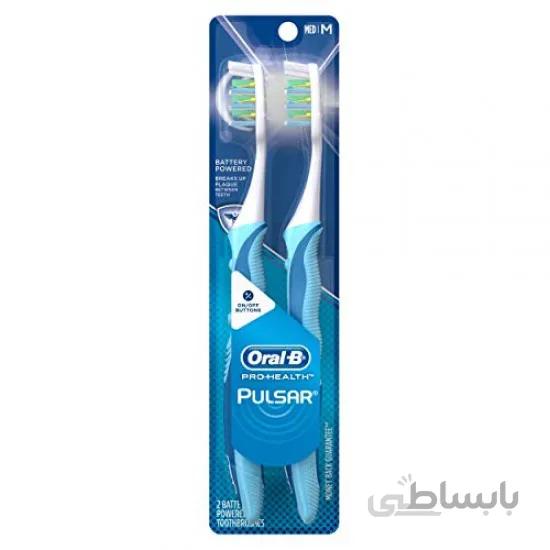 پک دو عددی مسواک برقی ویبره دار (باتری) اورال بی Oral-B اورجینال ایرلند مدل Pulsar