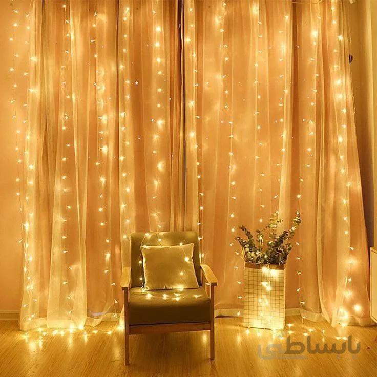 ریسه سوزنی پرده ای 3*3 نور آفتابی(زرد)