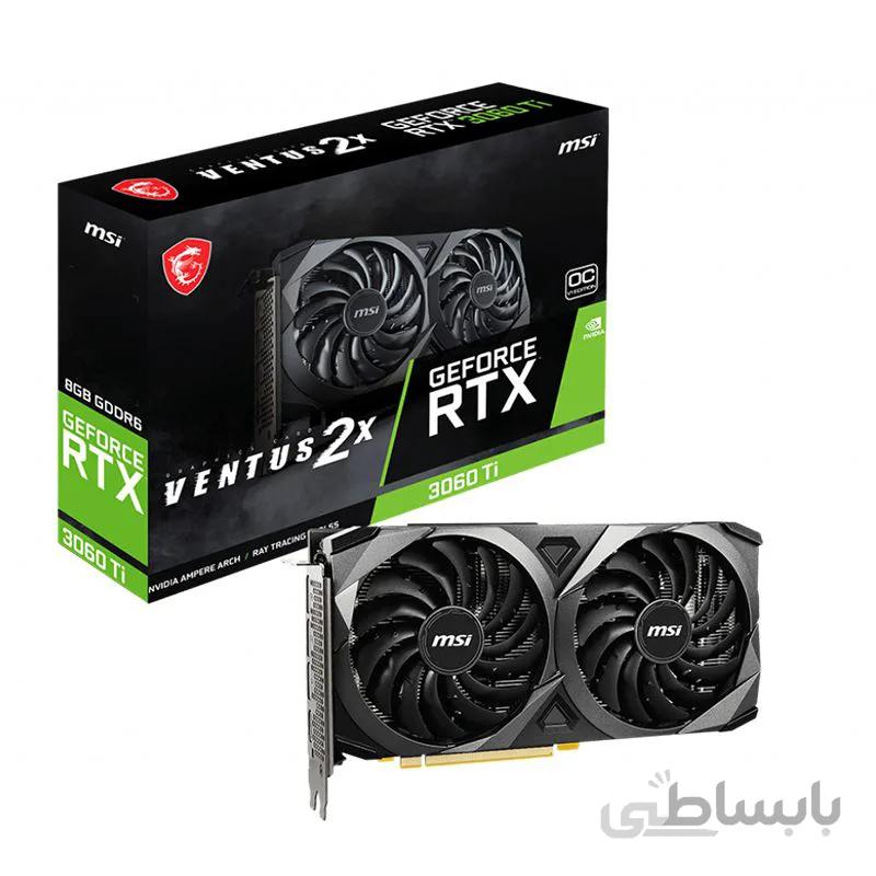 کارت گرافیک گیمینگ 8GB ام اس آی مدل جی فورس RTX 3060 Ti ونتوس 2X 8G OCV1 LHR ا MSI GeForce RTX 3060 Ti Ventus 2X 8G OCV1 LHR Gaming Graphics Card