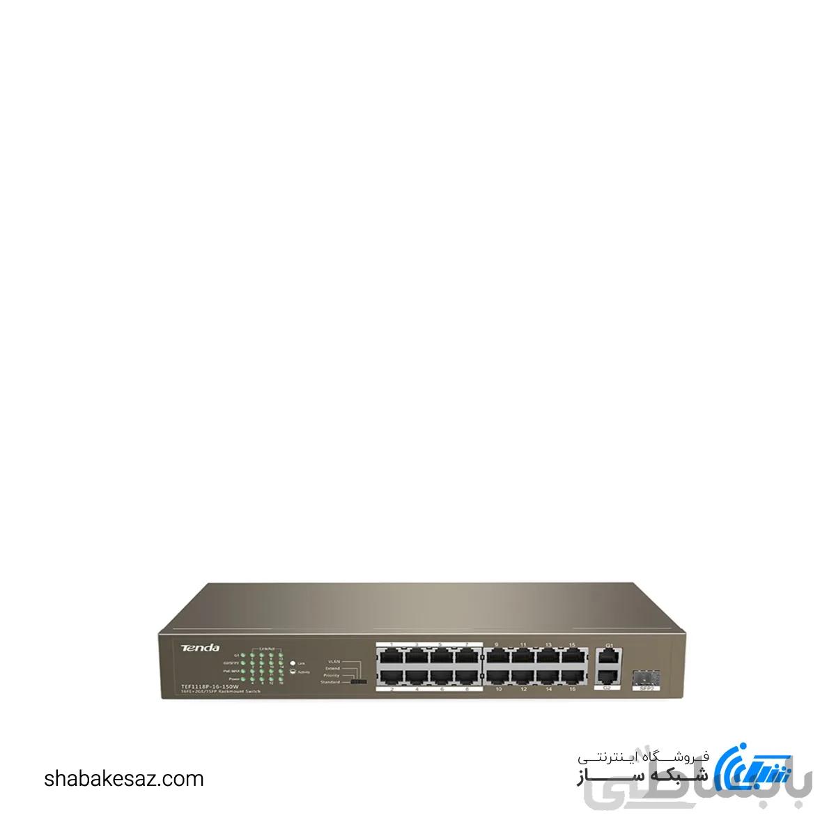 سوئیچ 16 پورت تندا TEF1118P ا Tenda TEF1118P 16port Hub Switch