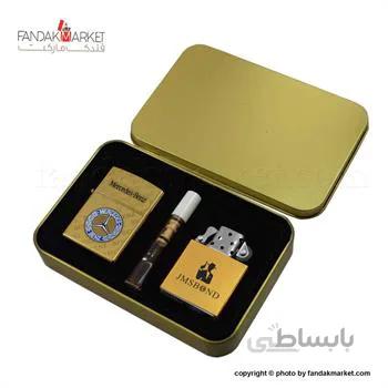 فندک کادویی جعبه دار ست دو فندک و چوب سیگار