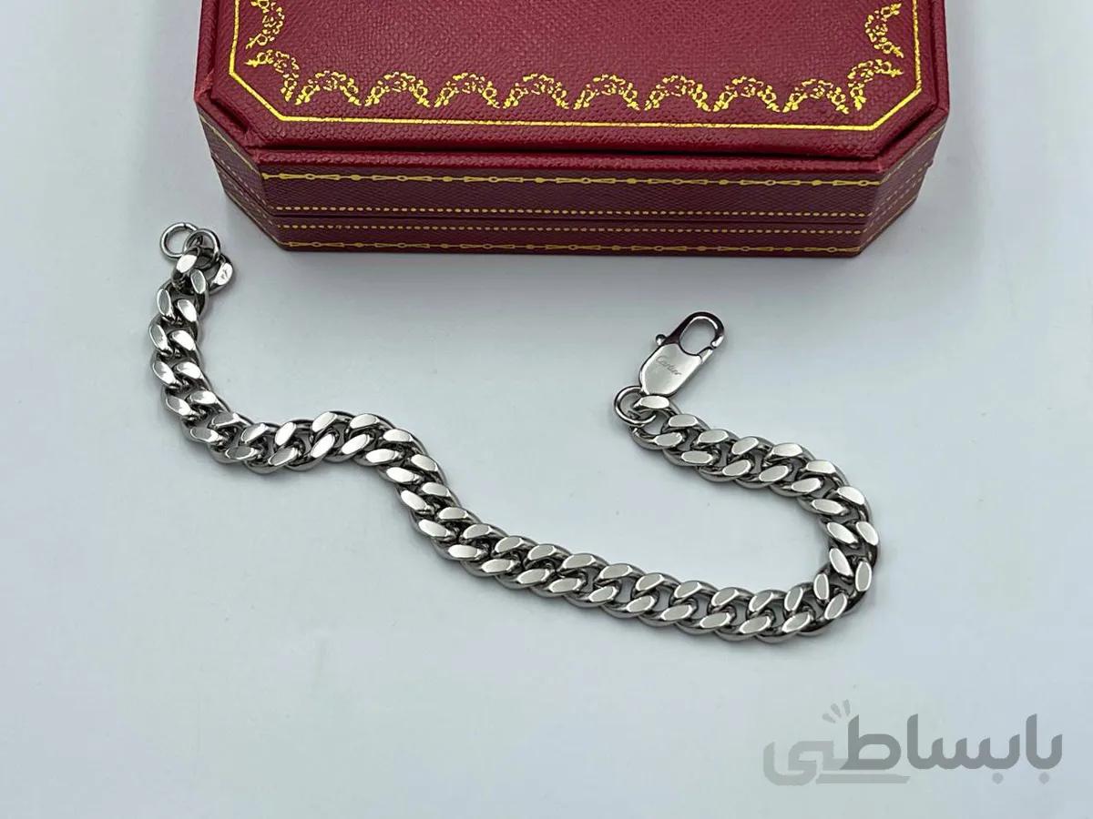دستبند کارتیر نقره ای با قفل کارتیه