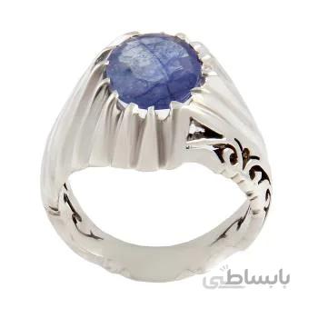 انگشتر نقره مردانه مدل یاقوت کبود کد AM_1688