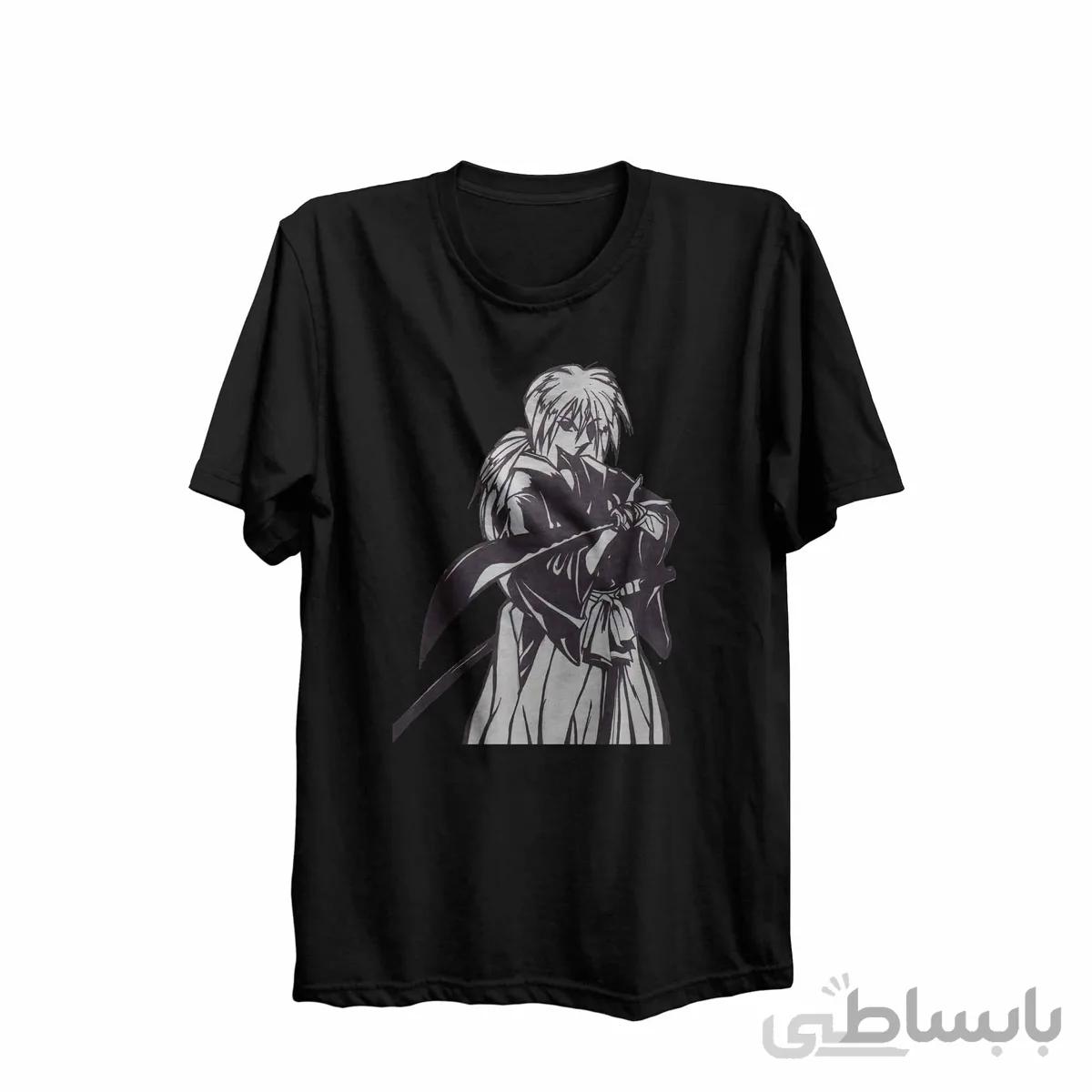 تیشرت یقه گرد مشکی طرح انیمه رورونی کنشین Rurouni Kenshin کد KCT10458 کد 285221