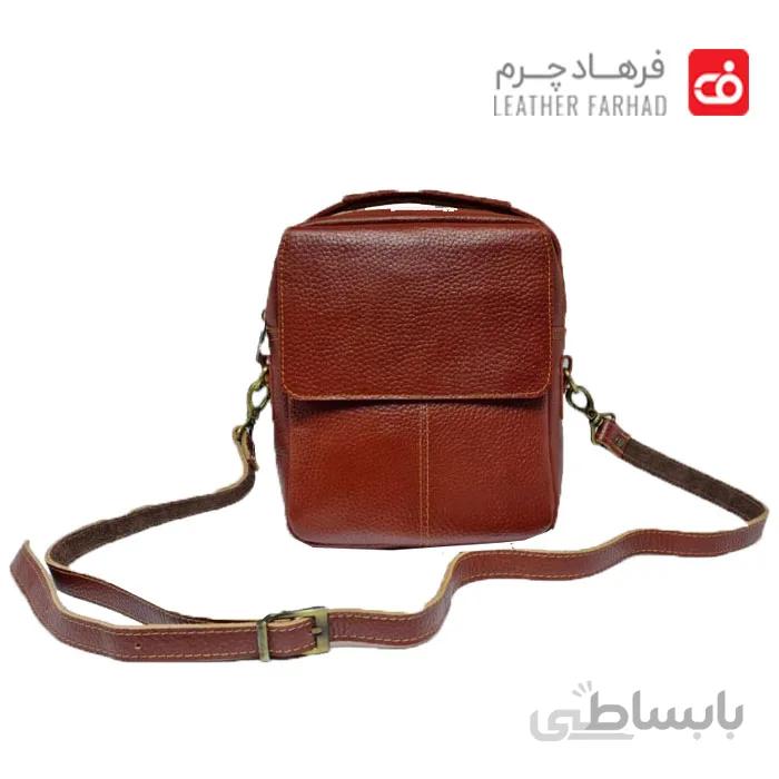 کیف دوشی اسپورت سرخانه دار چرم طبیعی تبریز