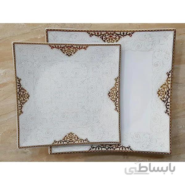 سرویس غذاخوری 95 پارچه ( 12 نفره ) 4گوش چینی تقدیس قالب شارلوت گل آرایی رزالین صدفی