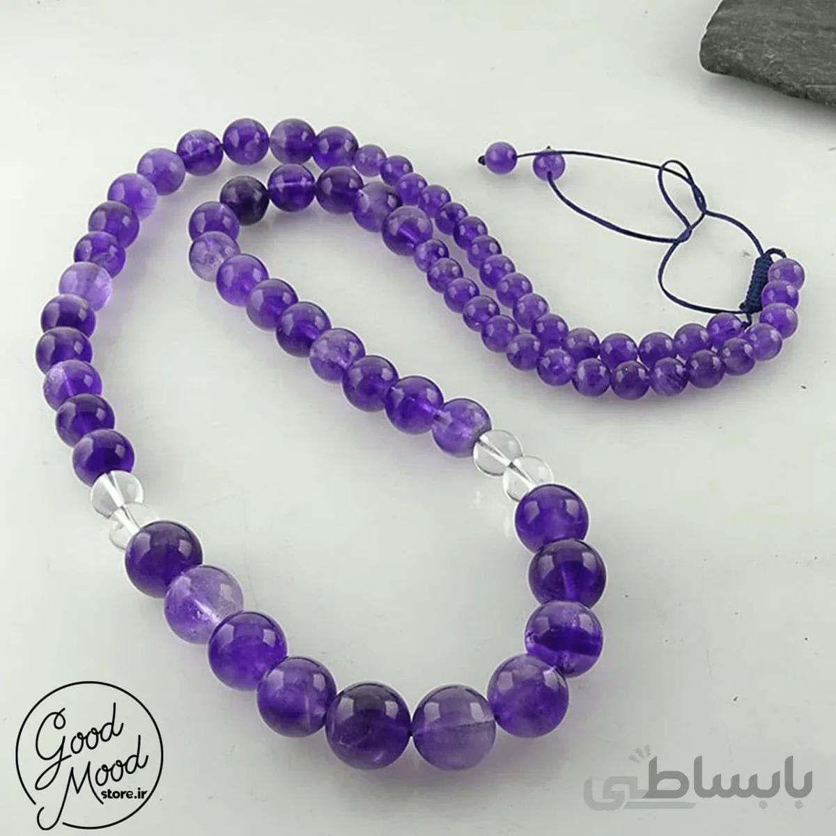 گردنبند سنگ طبیعی امتیست و کریستال کوارتز