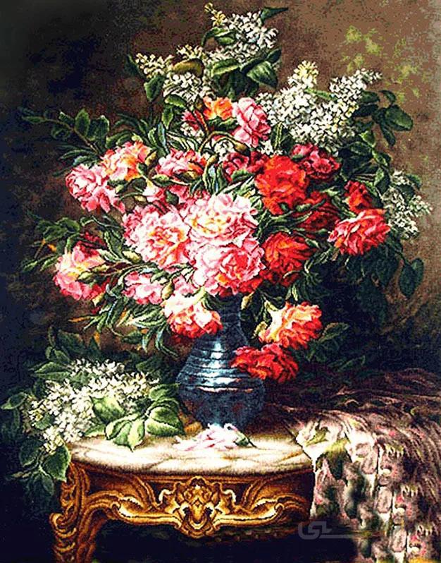 نخ و نقشه آماده طرح گل و گلدان کد 1744