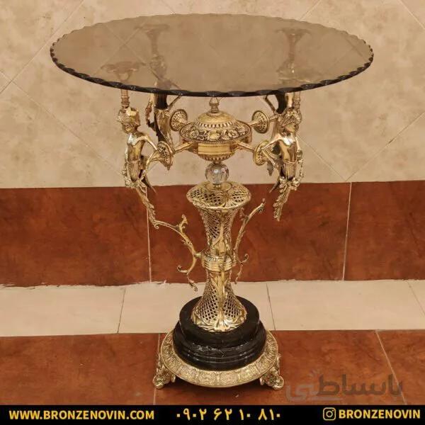 میز خاطره برنزی ۴ فرشته ستون لانه زنبوری پایه سنگی