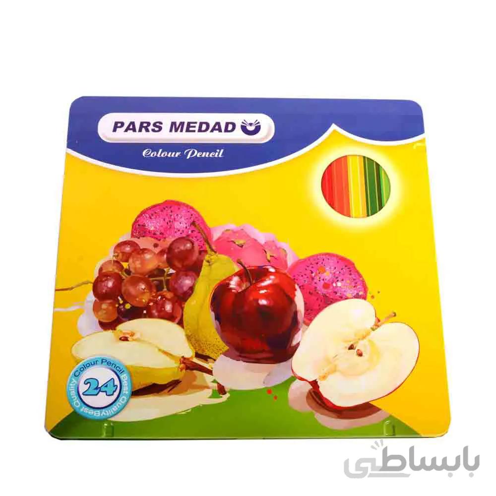 مداد رنگی 24 رنگ پارس مداد جعبه فلزی