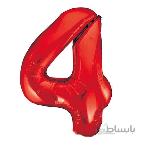 بادکنک فویلی عددی ساده قرمز عدد ۴