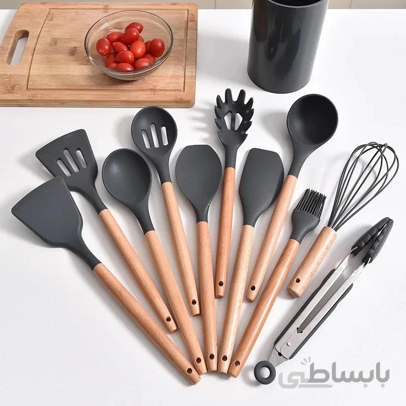 سرویس کفگیر و ملاقه ۱۲ پارچه رزماری kitchen set - خاکستری ا Rosemary Kitchen Set