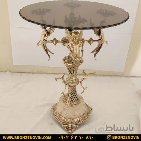 میز خاطره برنزی ۴ فرشته ستون زنبوری پایه گرد