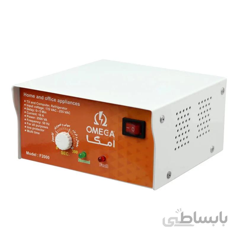 محافظ برق فلزی ۳ حالته ۲ خانه امگا با کابل ۱٫۸ متری مدل Omega F2000