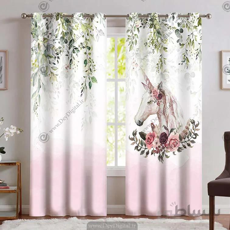 پرده پانچی اتاق دخترانه مدل یونیکورن PK-4795