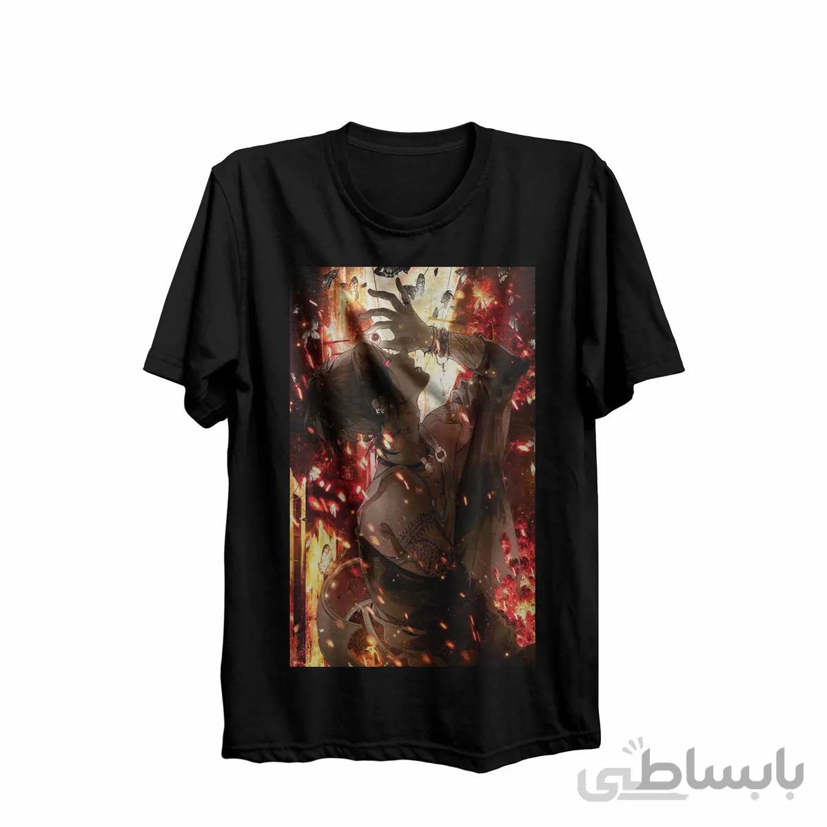 تیشرت یقه گرد مشکی طرح انیمه توکیو غول Tokyo Ghoul کدKCT10435