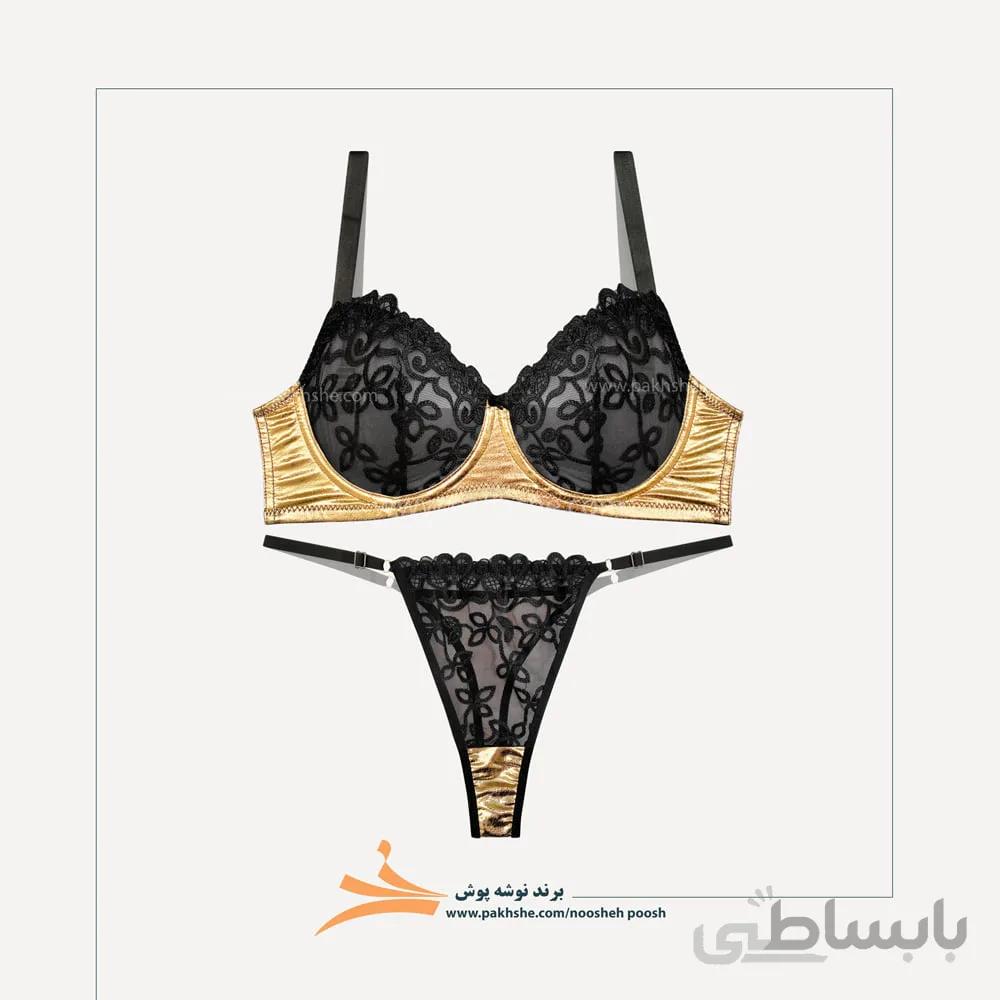 ست فانتزی ورنی طلایی براق برند نوشه پوش کد 67003