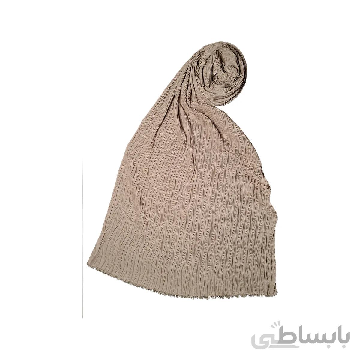 شال پلیسه نخی رنگ بژ