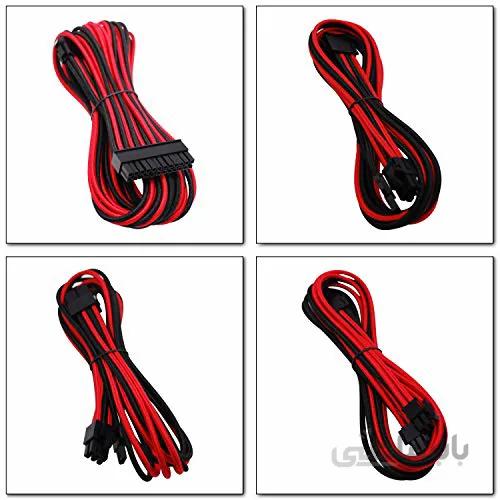 کابل آستین EZDIY-FAB کابل آستین 24-PIN / 8-PIN (4 4) M / B، 8PIN (6 2) کیت کابل اکستنشن PCI-E طول 500 میلی متر ، سیاه / قرمز