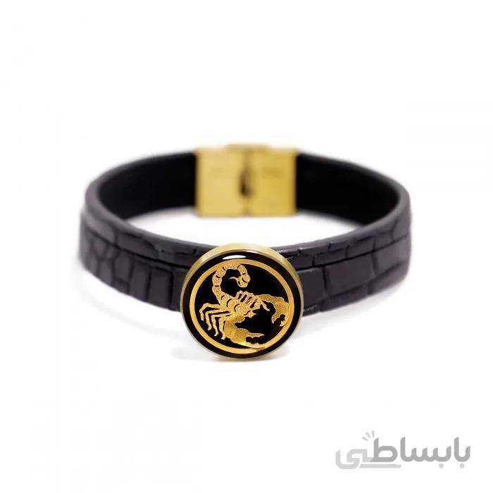 دستبند چرم روکش طلا سری ونوس ماه تولد آبان GLBM8