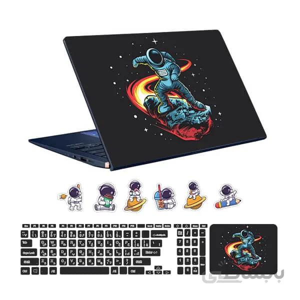 اسکین لپ تاپ طرح Astronaut کد ۱۳ به همراه استیکر کیبورد