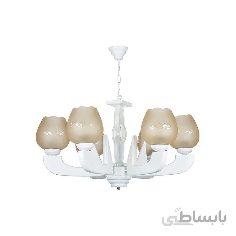 لوستر 6 شعله چشمه نور مدل G624/6-WT