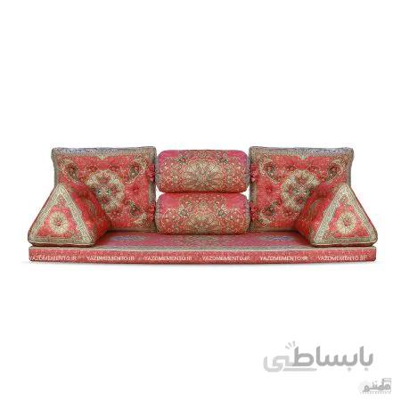 پشتی سنتی شاه نشین ترمه طرح افشار – ست ۷ تکه قرمز