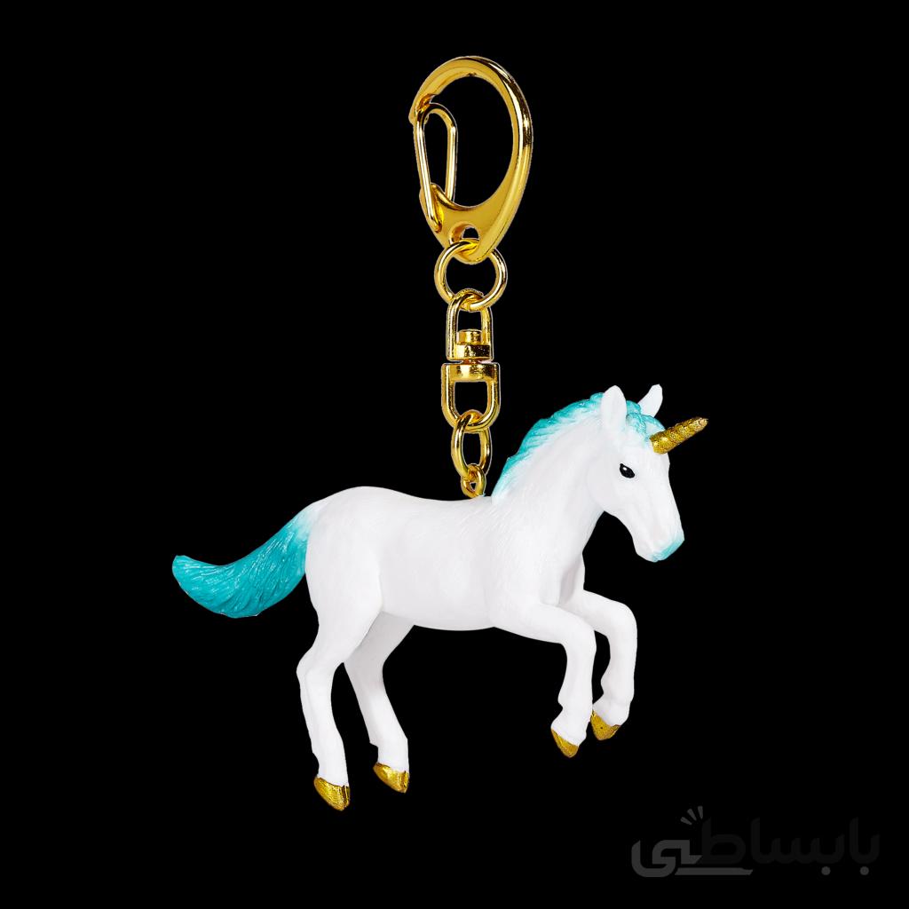 جاکلیدی یونیکورن فیروزه‌ای (Unicorn Keychain Rearing Turquoise)