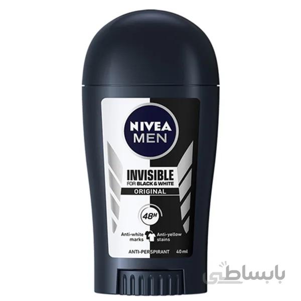 استیک ضد تعریق مردانه نیوآ مدل Invisible For Black And White حجم 40 میلی لیتر ا Nivea Invisible For Black And White Stick Deodorant For Men 40ml
