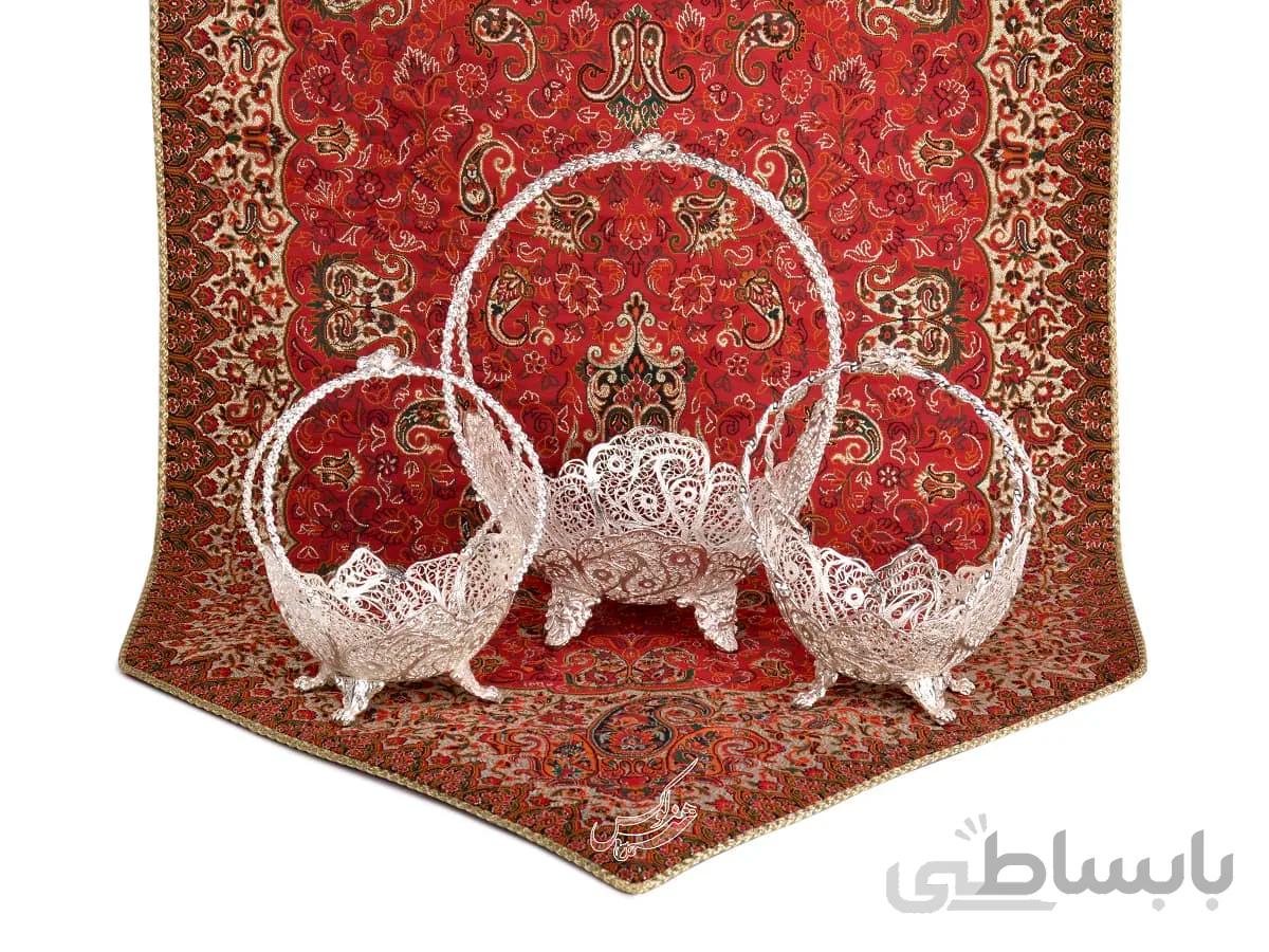 سرویس کشکول ملیله کاری دسته زنبیلی