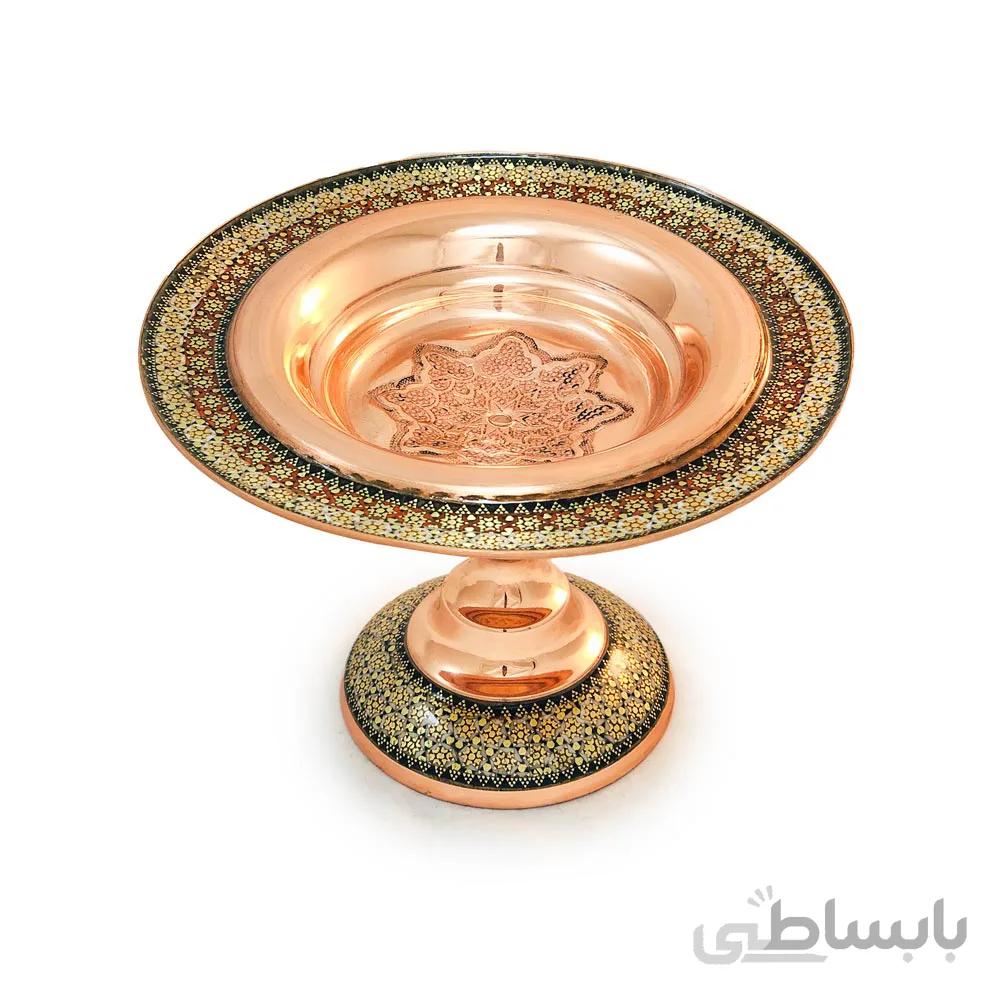 شیرینی خوری مس و خاتم 16 سانتی
