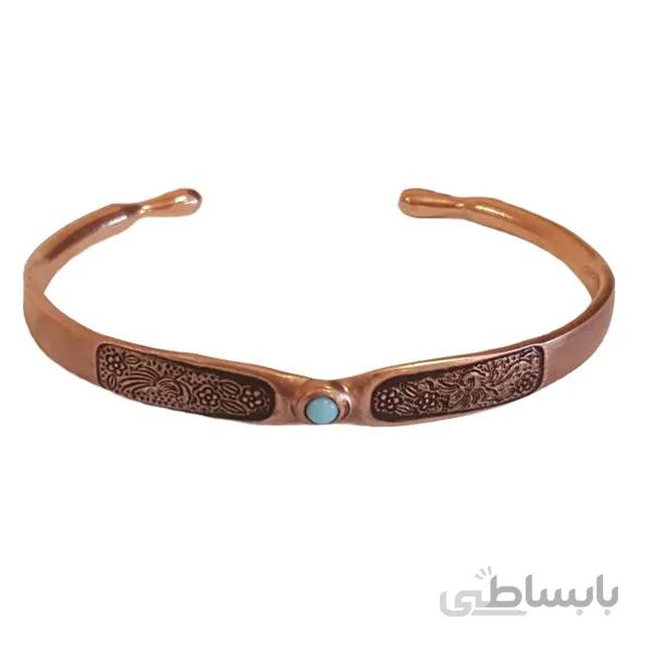 دستبند مسی مردانه نگین دار کمانی کد JW07