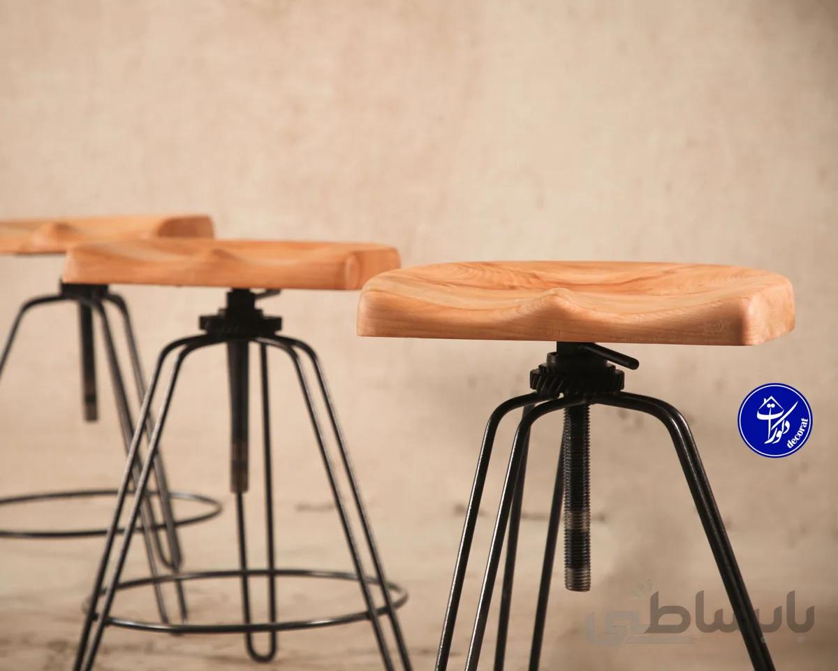 صندلی تنظیم ارتفاع چوبی
