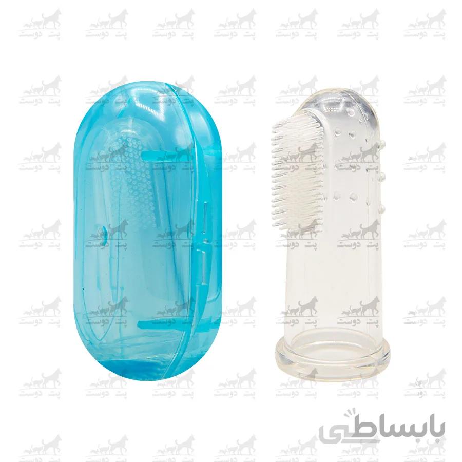مسواک انگشتی با محفظه برای سگ و گربه