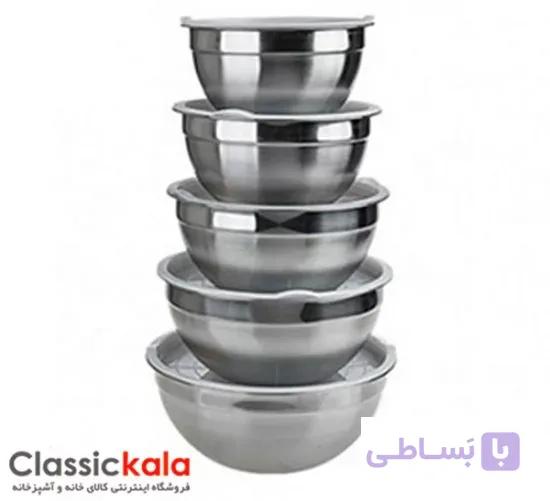 کاسه استیل یونیک درب دار ۵ تیکه Unique