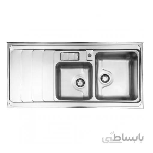 سینک استیل البرز دو لنگه فانتزی 816 روکار راست ا steelalbroz.sink816/60