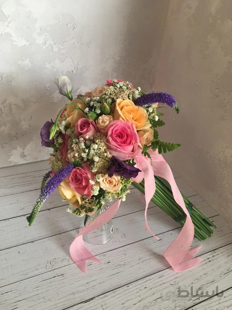 دسته گل عروس رنگین کمان