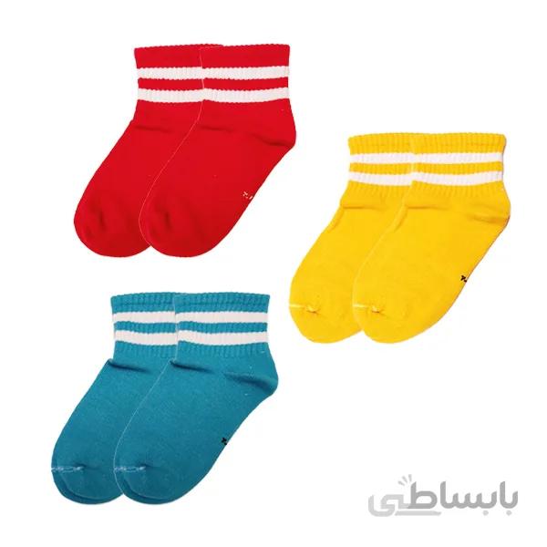 جوراب ورزشی بچه گانه نیم ساق دو خط کد ph487.10