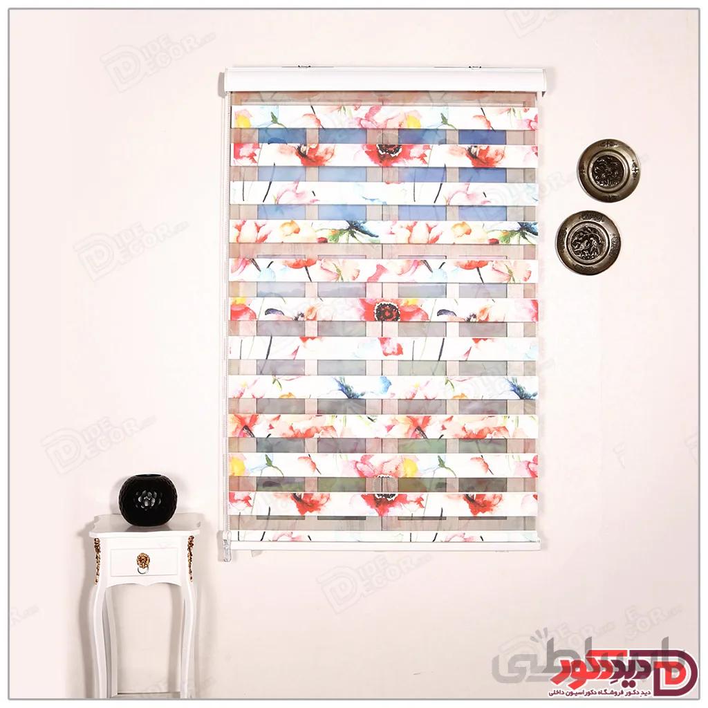 پرده زبرا گل دار چاپی دو رو کد H-135