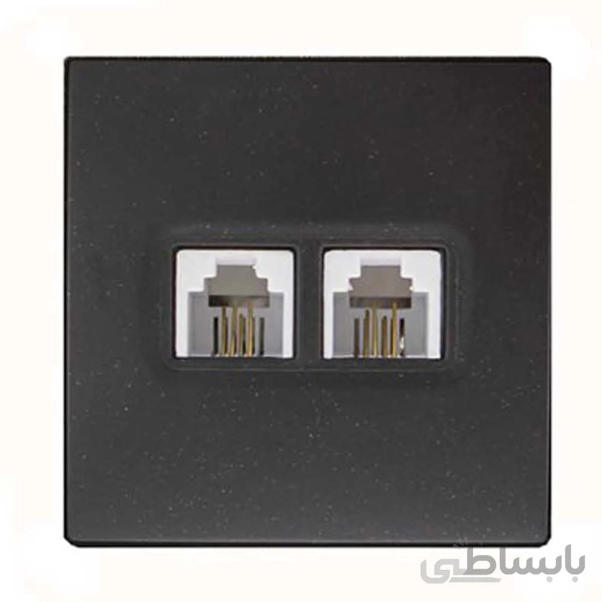 صفحه پریز تلفن دو سوکت پارت الکتریک مدل اذین مشکی ا Plate Telephone socket with two sockets Part Electric Black Azin model