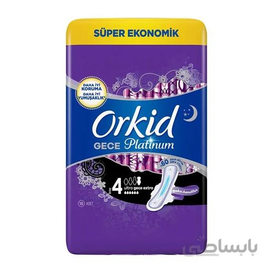 نوار بهداشتی شب اورکید Orkid جذب 6 قطره بسته 18 عددی