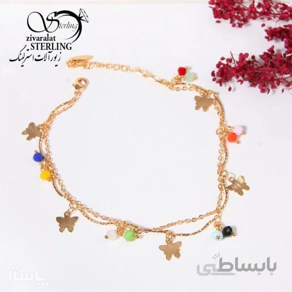 پابند طرح طلا مدل دو زنجیر پروانه کد 603556
