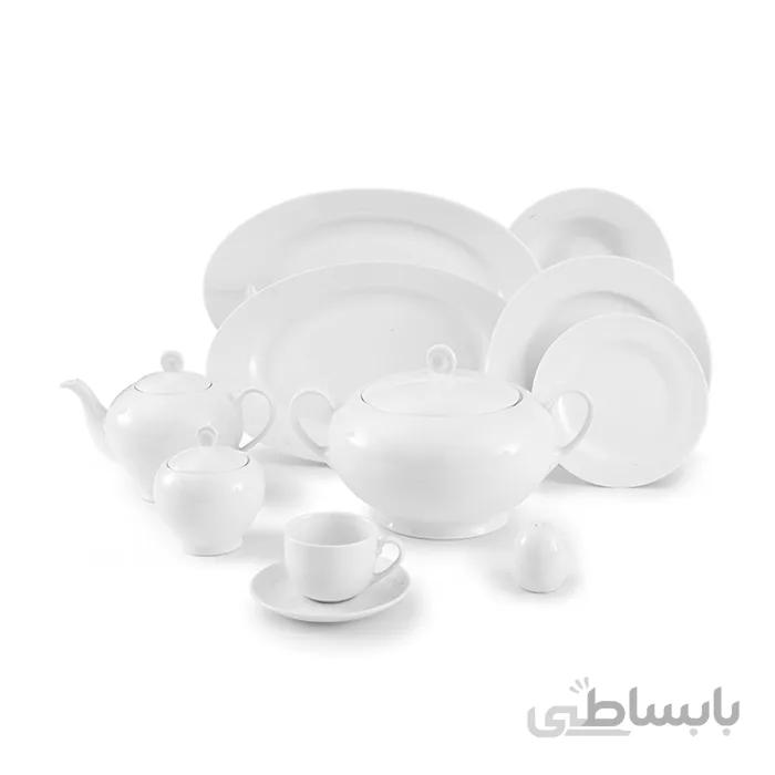 سرویس چینی 102 پارچه چینی زرین سری ایتالیا اف مدل سفید