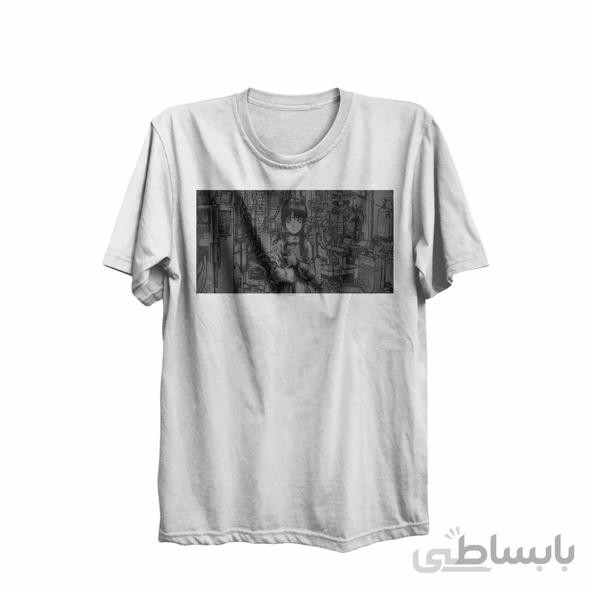 تیشرت یقه گرد سفید طرح انیمه تجربیات سریالی لین Serial Experiments Lain کد KCT10462
