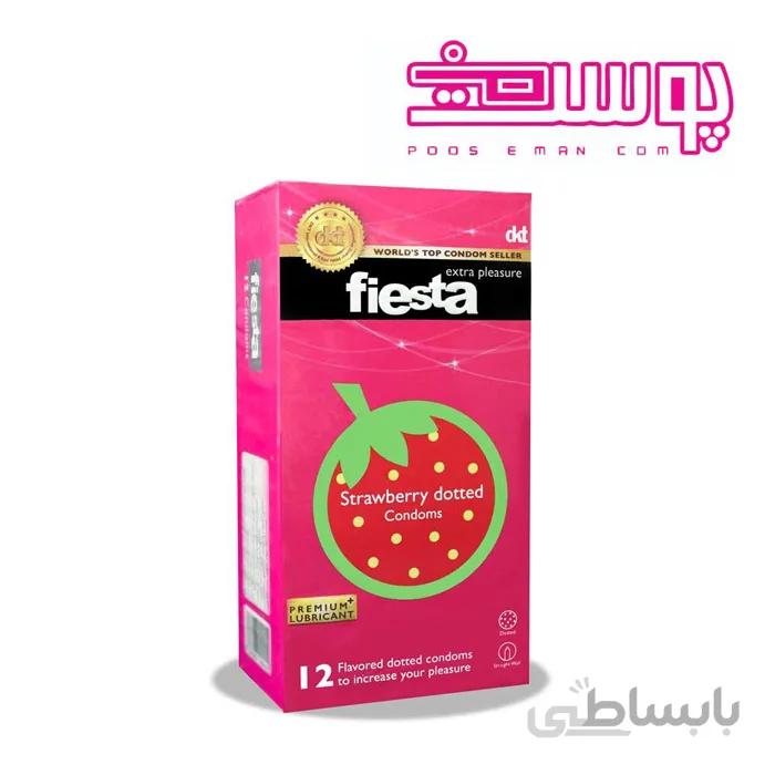 کاندوم خاردار فیستا مدل Strawberry Dotted بسته ۱۲ عددی