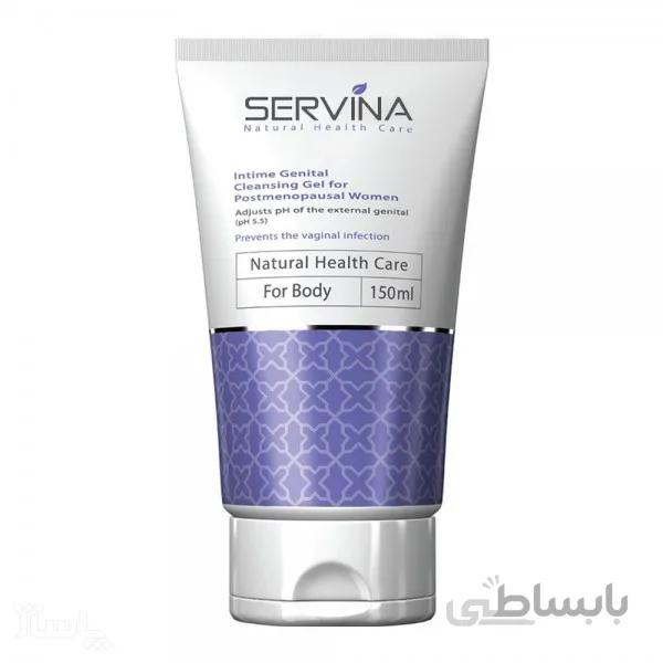 ژل بهداشتی بانوان (مخصوص بانوان یائسه) سروینا ا Servina Intimate Genital Cleansing Gel For Postmenopausal Women 150 ml SERVINA