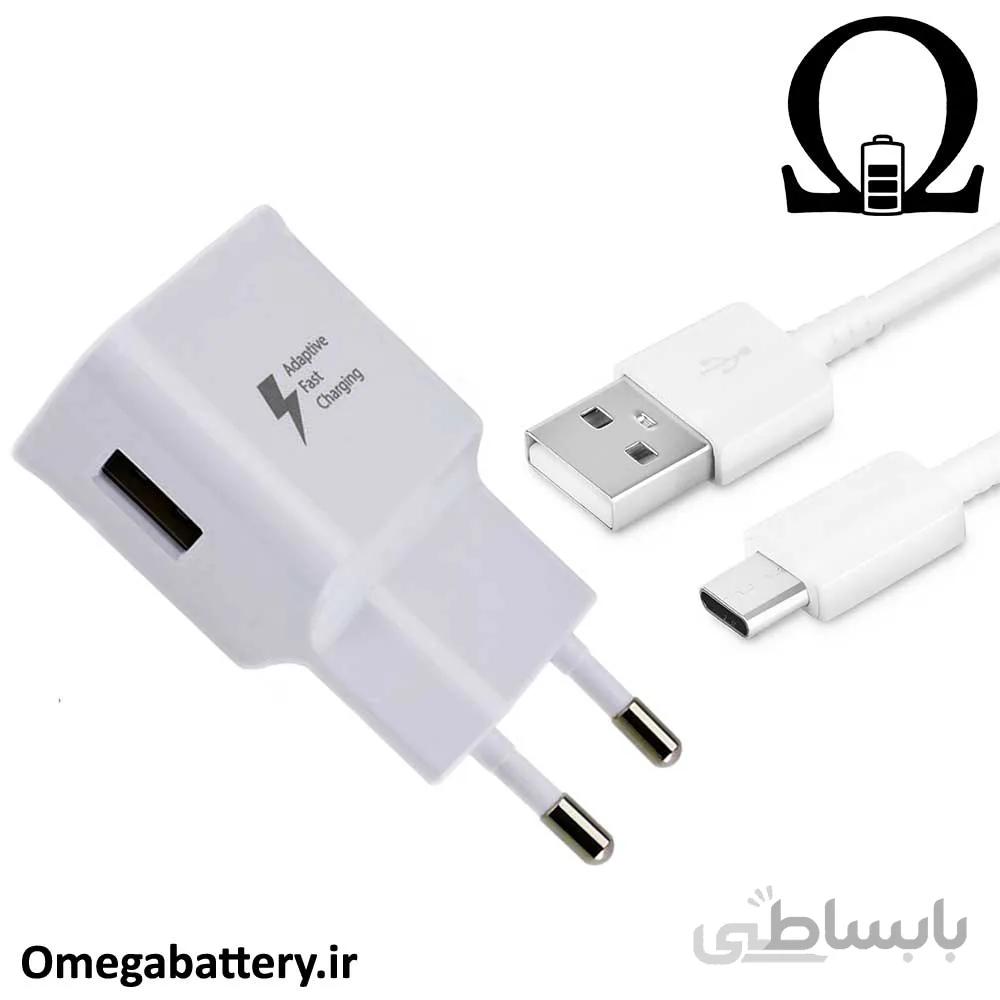 شارژر سریع اصلی موبایل سامسونگ Galaxy A7 2017 به همراه کابل USB-C اصلی ا Samsung Galaxy A7 2017 Original Fast Wall Charger With USB-C Cable